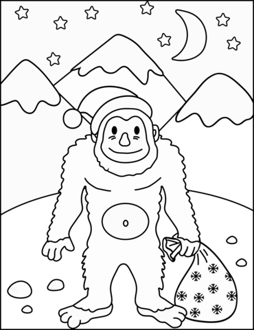 Christmas Yeti Coloring Page